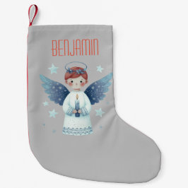 Meia De Natal Pequena Elegante Anjo Nórdico de Natal