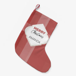 Meia De Natal Pequena Elegante Feliz Natal Tartan Burgundy
