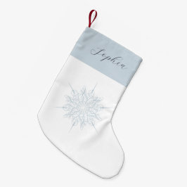 Meia De Natal Pequena Elegante Ice Blue Snowflake Nome