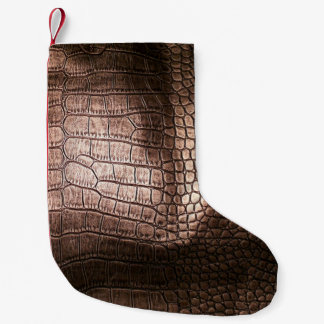 Meia De Natal Pequena Elegante textura de couro noturno.