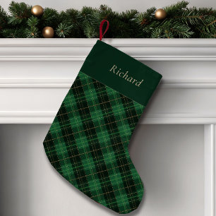 Meia De Natal Pequena Elegante Xadrez Verde Personalizado