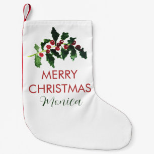 Meia De Natal Pequena Elegantes Bagas Natal Botânico Simples