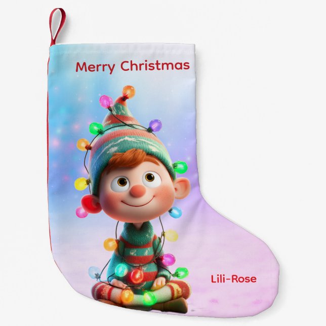 Meia De Natal Pequena Elf Arrival Christmas Stocking | North Pole Magic (Frente)