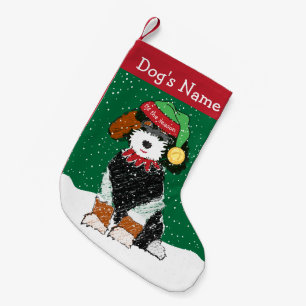 Meia De Natal Pequena Elf Bernedoodle de Natal Personalizado