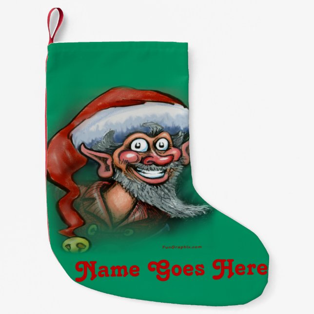 Meia De Natal Pequena Elf de Natal (Frente)
