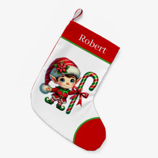 Meia De Natal Pequena Elfo Festivo adicionar nome