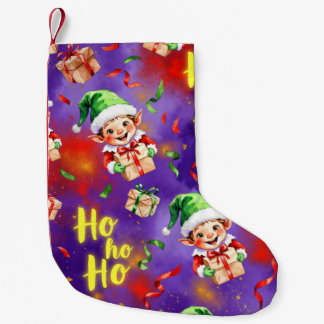 Meia De Natal Pequena  Elves with Gifts, Author Natasha Us  