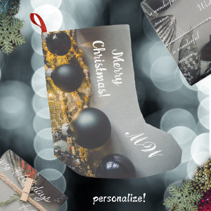 Meia De Natal Pequena Enfeites de natal de Cinzas Negras com Garlands