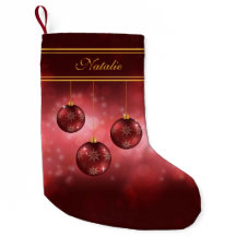 Enfeites de Natal Vermelhos com Nome Personalizado