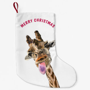 Meia De Natal Pequena Engraçado Girafa de Natal - Sorria