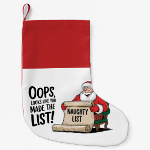 Meia De Natal Pequena Engraçado Santa Claus Naughty List Design de Natal