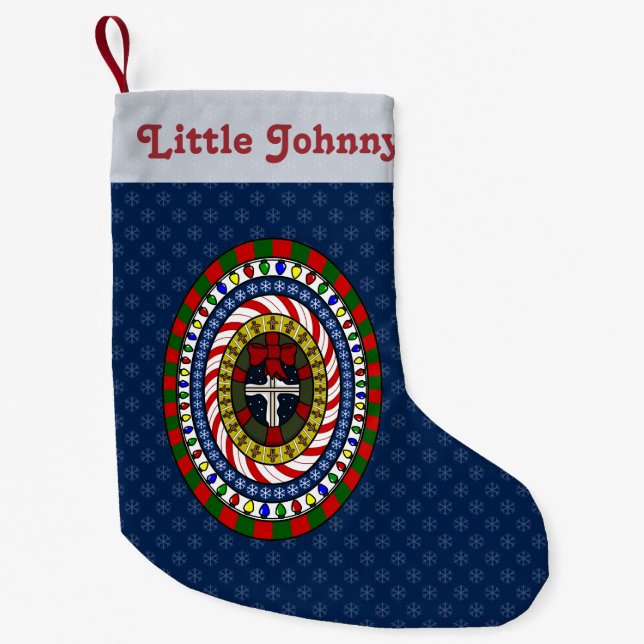 Meia De Natal Pequena Escritório de Natal Personalizado (Frente)