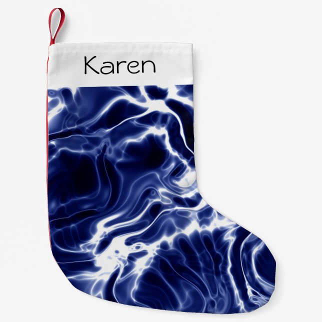 Meia De Natal Pequena Espelho azul esverdeado de natal pequeno (Frente)