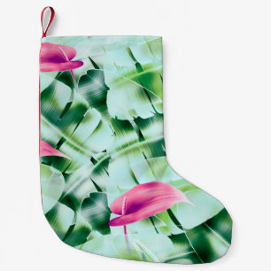 Meia De Natal Pequena Espelho das folhas tropicais sem costura, retrato