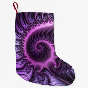 Meia De Natal Pequena Espiral De Arte Fractal, Roxal, Rosa-Legal, vívida