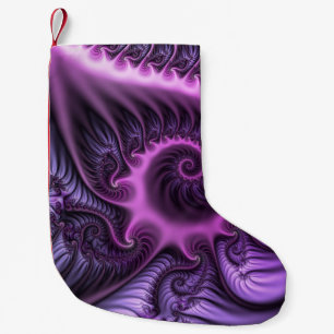 Meia De Natal Pequena Espiral De Arte Fractal, Roxal, Rosa-Legal, vívida