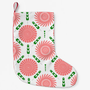 Meia De Natal Pequena estampa com flores rosa