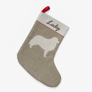 Meia De Natal Pequena Estilo de linho Pyr do falso da silhueta do cão d