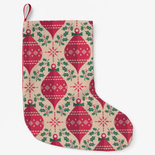 Meia De Natal Pequena Estilo de Vintage Padrão de Natal Sem Olhos