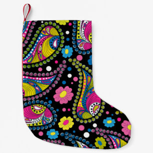 Meia De Natal Pequena Estilo tribal paisley, padrão étnico perfeito.