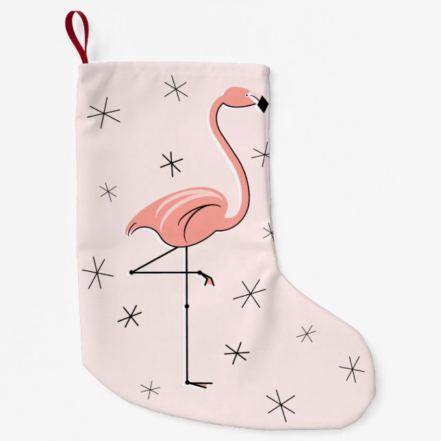 Meia De Natal Pequena Estocagem de Flamingo Pink (Frente)