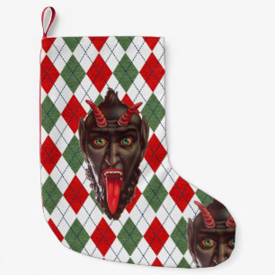 Meia De Natal Pequena estocagem de Natal de xadrez krampus xmas