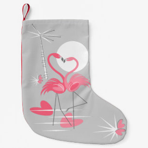 Meia De Natal Pequena Estoque do amor do flamingo unilateral