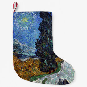 Meia De Natal Pequena Estrada com Ciprestes Impressionismo de Van Gogh