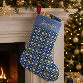 Meia De Natal Pequena Estrela de Davi judaica temática de Hanukkah