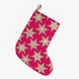 Meia De Natal Pequena Estrelas de Biscoito de Gengibre Natal (Vermelho F