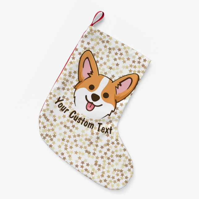 Meia De Natal Pequena Estrelas de Cão-Papoeiro Personalizadas Pembroke W (Frente (Pendurada))