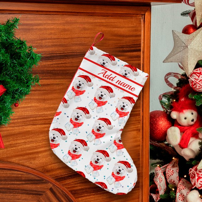 Meia De Natal Pequena Estrelas de Natal Samoyed Dog Breed (Criador carregado)