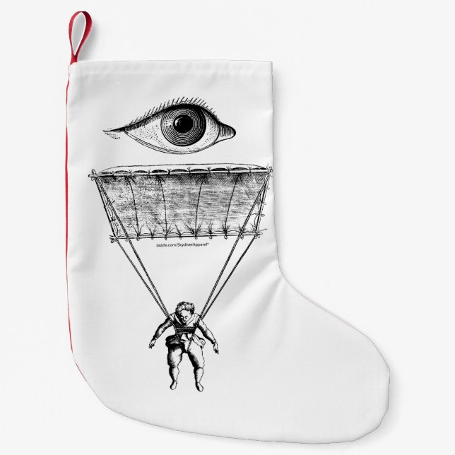 Meia De Natal Pequena Eu salto de pára-quedas (Frente)