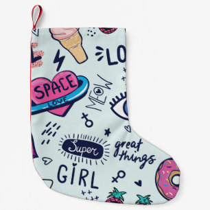 Meia De Natal Pequena Fashion Patch: Pop Art Stickers.