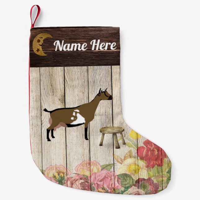 Meia De Natal Pequena Fazenda Personalizada de Cabra Dairy Dairy Goat da (Frente)