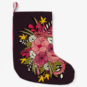 Meia De Natal Pequena Febre da vintagem vibrante puxada pela mão, flora