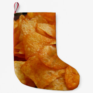 Meia De Natal Pequena Fechamento de Chips Crispados: Fotografia Juicy Sn
