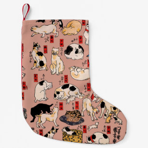 Meia De Natal Pequena felinos japoneses gatinho Ukiyo-e engraçado