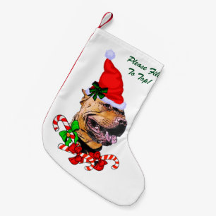 Meia De Natal Pequena Feliz americana de Terrier de pitbull