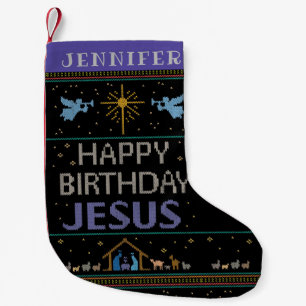 Meia De Natal Pequena Feliz Aniversário de Feliz Natal Jesus