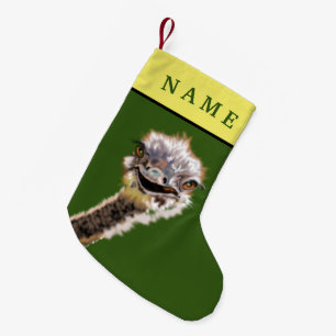 Meia De Natal Pequena Feliz avestruz - Personalizável - Adicionar nome