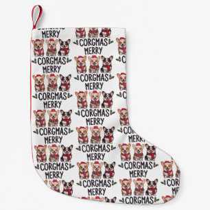 Meia De Natal Pequena Feliz Corgmas Chapéu do Papai Noel Natal Corgi Mãe
