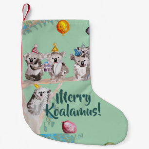 Meia De Natal Pequena Feliz Cute Koala Koalamus — Balança de Natal Verde