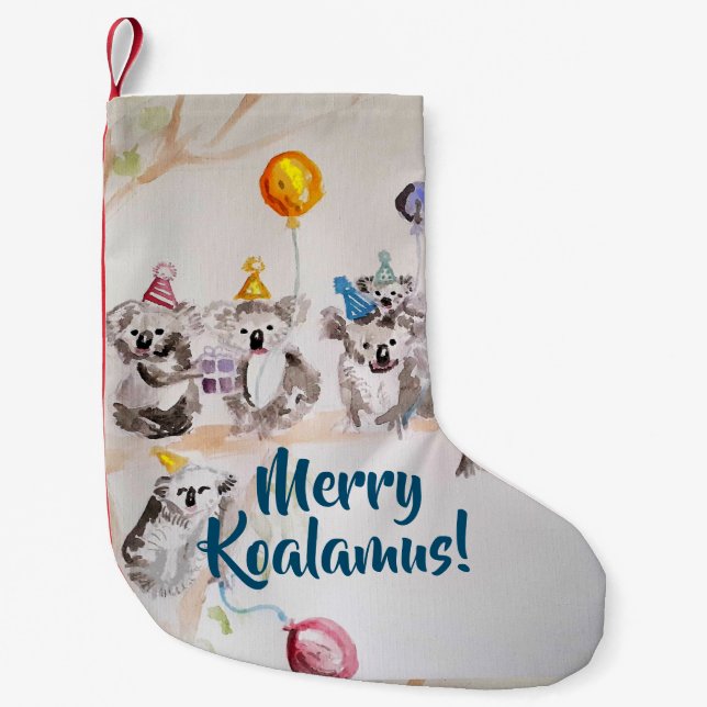 Meia De Natal Pequena Feliz de Koalamus de Natal Bonita (Frente)