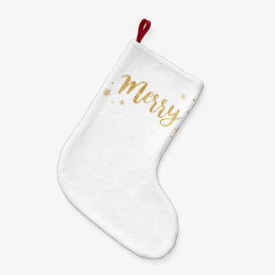 Meia De Natal Pequena Feliz (Dourada)