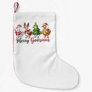 Meia De Natal Pequena Feliz Goosemas Ganso de Natal Vestindo Papai Noel
