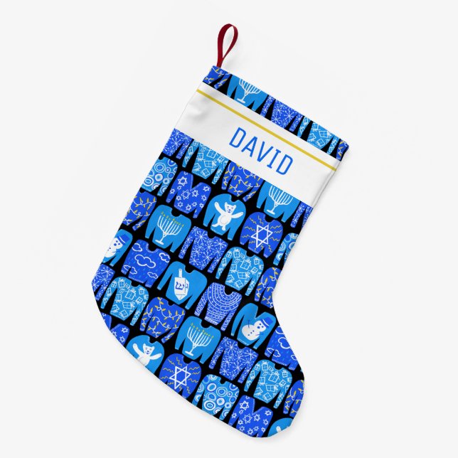 Meia De Natal Pequena FELIZ HOLIDAYS Engraçada Ugly Hannukah SweATERS PE (Frente (Pendurada))