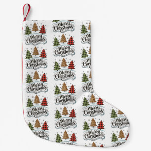 Meia De Natal Pequena Feliz Natal Árvore Leopardo Xadrez Vermelho Búfalo