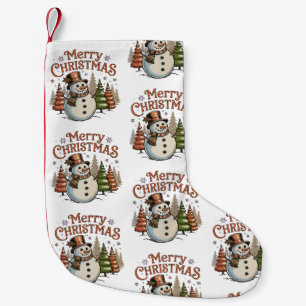 Meia De Natal Pequena Feliz Natal Boneco de Neve Inverno Brilhante Doura