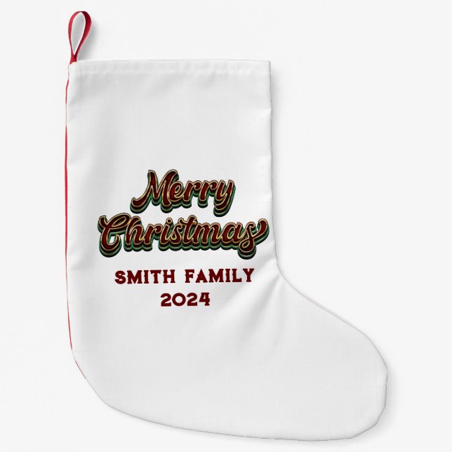 Meia De Natal Pequena Feliz Natal - Correspondência Familiar (Frente)